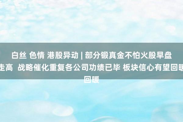 白丝 色情 港股异动 | 部分锻真金不怕火股早盘走高  战略催化重复各公司功绩已毕 板块信心有望回暖