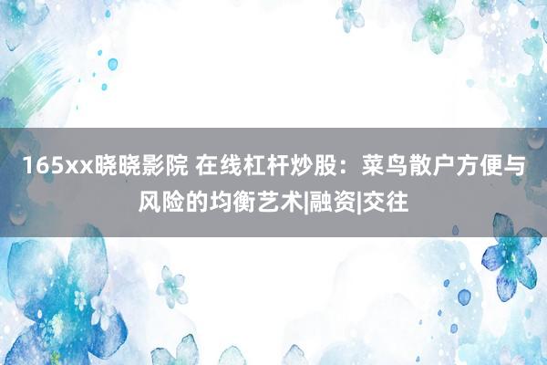 165xx晓晓影院 在线杠杆炒股：菜鸟散户方便与风险的均衡艺术|融资|交往